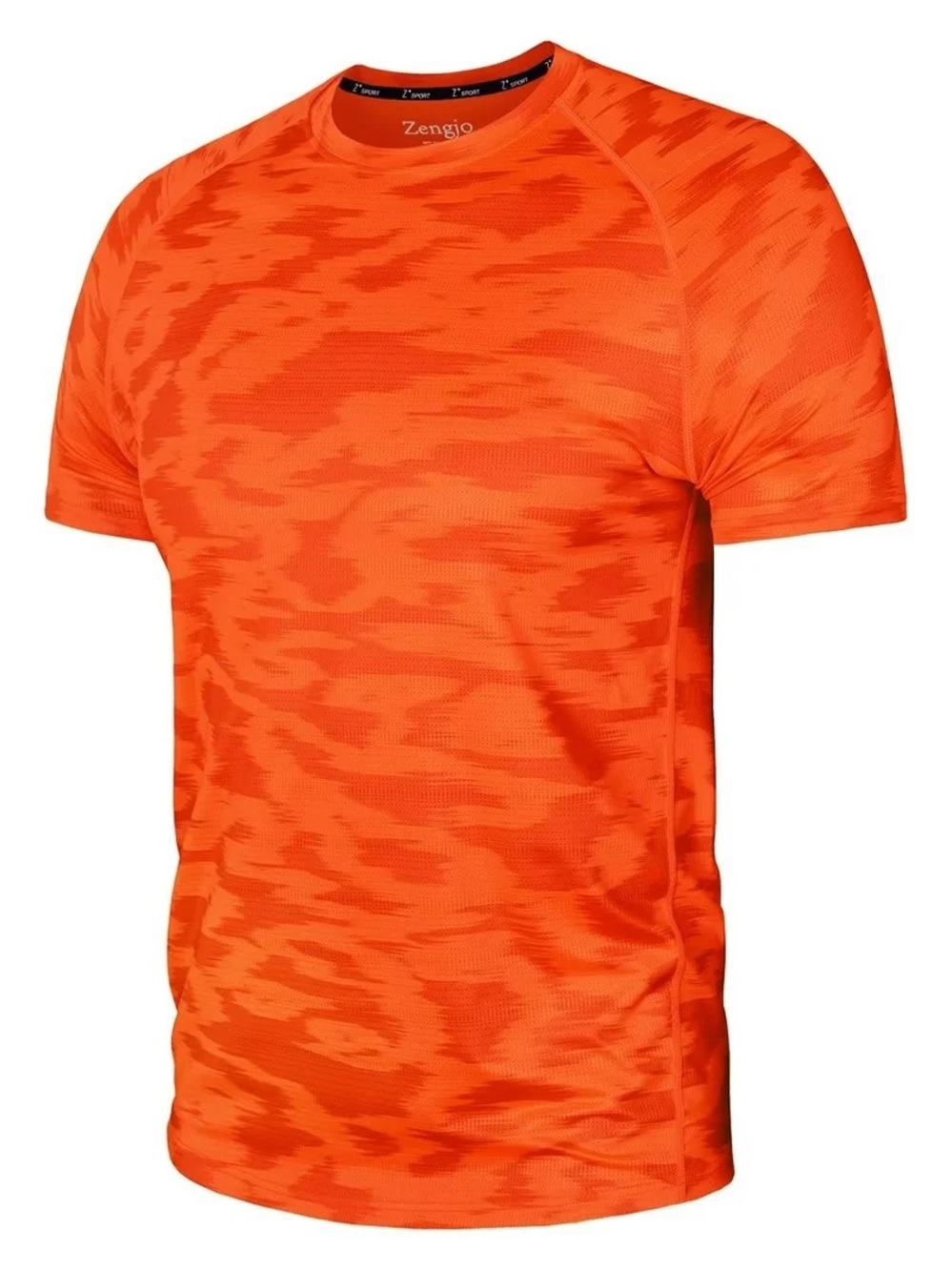 NWT Zengjo Mens Workout T-Shirt, Neon Orange, Medium